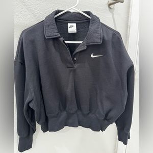 Nike Phoenix Fleece Three-Quarter Sleeve Crop Polo Sweatshirt